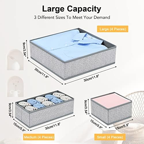 DIMJ Drawer Organizers - 12 Pack Foldable Closet & Sock Organizers, Fabric Dresser Drawer Dividers for Clothes, Underwear, Bras, Socks - Image 2
