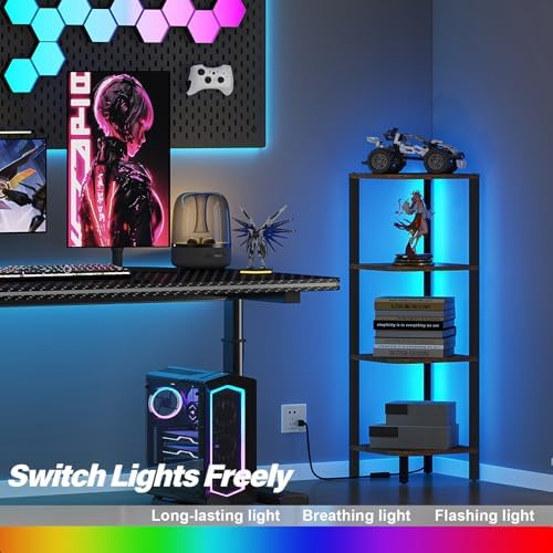 TUTOTAK Corner Shelf, 4-Tier Corner Bookshelf for Small Space - Image 3