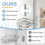 Corner Shower Caddy Tension Pole, 4-Tier SS Bathroom Storage Rack - Image 3