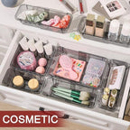 8 PCS Black Expandable Drawer Organizer, Medium Drawer Organizers and Storage, Vanity Dividers, Acrylic Storage Bins for Makeup, Jewelry Gadgets for Kitchen, Bedroom, Bathroom, Office - Image 3