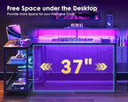 ODK 48 Inch L Shaped Gaming Desk with LED Lights, Power Outlets, Black - Image 4