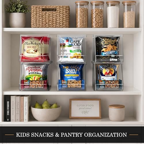 Sorbus Snack Organizer for Pantry, Clear Stackable Chip Bins (4 Pack) - Image 2