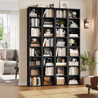 FOTOSOK 2 Pcs 71'' Tall Narrow Bookshelf, 8-Tier Media Tower Rack Set of 2 - Image 2