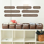TheWarmHome Storage Basket for Organizing - 12x8x5 inch Small 6 Pack Collapsible Storage Bin for Shelves with Handles, Canves Storage Box for Cloth Closet Organizer Gift Toy (Brown) - Image 3