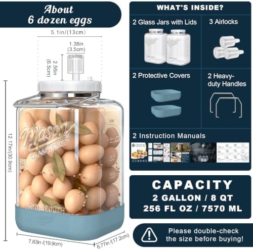 Large Fermentation Jars with Airlock, 2 Gallon Glass Jar with Lid - Image 2