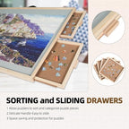 ALL4JIG 2000 Pieces 2-in-1 Tilting&Rotating Puzzle Board for Adults,Wooden Jigsaw Puzzle Table with 4 Drawers, 28.5 "x40.16 Portable Board with Lazy Susan and Cover,with a Tabletop Easel-Style Tilt - Image 4