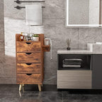 OmySalon 4 -Layer Salon Station Storage Cabinet, Beauty Barber Styling Stations, Hair Stylist Station Equipment with 2 Hair Dryer Holders, 4 Drawers and Raised Table Legs, Rustic Brown - Image 2