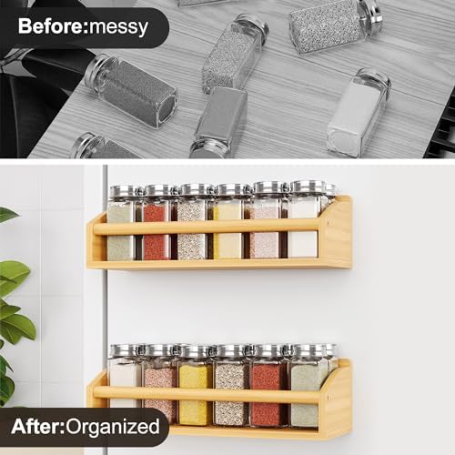 Mystozer 2 Pack Magnetic Spick Rack for Refrigerator, Bamboo Wood - Image 4