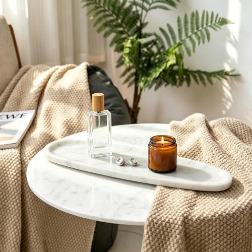 Natural Marble Vanity Tray, 16.6"x4.6", Italian Carrara White - Image 6