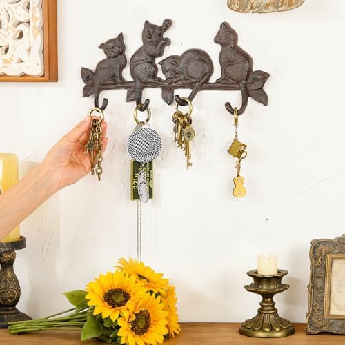 Sungmor Vintage Cast Iron Cats Coat Hook with 4 Hooks - Image 3