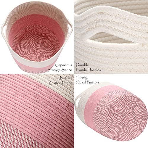 Sea Team Large Woven Cotton Rope Laundry Basket with Handles, 20 x 14 in - Image 4