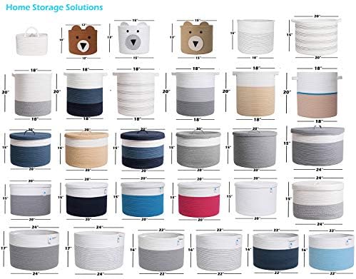 20x15 Inch Extra Large Round Cotton Rope Storage Basket with Lid, Decorative Woven Bin with Cover for Living Room Bedroom Closet, White - Image 6