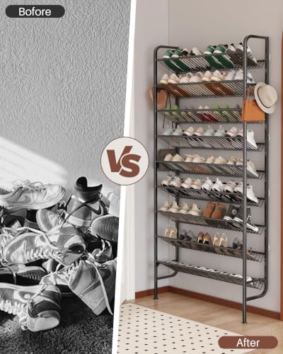 9-Tier Freestanding Shoe Rack, Metal Shoe Shelf Holds 36 Pairs - Image 7