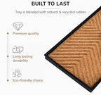 Anji Mountain Heavy Duty Waterproof Rubber Shoe Storage Mat Organizer/Boot Storage Multi Use for Entryway with Coir, Tan Cross Embossed Insert, Fits 2 Pair (24.5" Wide) - Image 3
