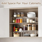 Clear Kitchen Cabinet Organizer, Set of 4 Stackable Spice Rack, Acrylic Shelves for Pantry Organizers and Storage, Tiered Spice Organization for Cabinet, Shelf Organizer for Desk Countertop - Image 2