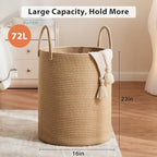 Fiona's magic Jute Rope Laundry Hamper, 72L Tall Blanket Storage - Image 6