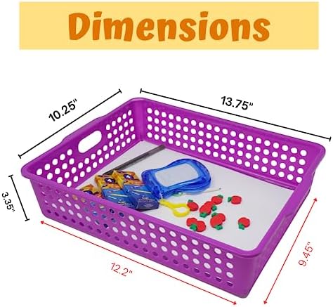 4E's Novelty 6 Pcs Colorful Plastic Classroom Storage Bins 13.75" X 10.25" for Organizing A4 Papers Trays, Turn In Containers Kids School Teachers Classroom Organization & Storage Supplies - Image 4