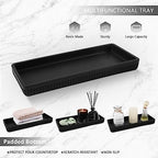 XLHOMO Resin Matte Black Bathroom Accessories Set 5 Pcs, Lotion Soap Dispenser, Toothbrush Holder, Bathroom Tumbler, Qtip Holder and Vanity Tray, Bathroom Countertop Organizer Set for Home Apartment - Image 5