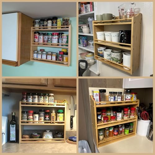 3 Tier Bamboo Spice Rack Wall Mount or Countertop,Spice Organizer - Image 6