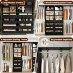 Aheaplus Closet System, Wood Closet Organizer System with Drawers, Black - Image 2
