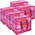 Vieshful Pink 40L Clear Clothes Storage Bag with Zipper 5 Pack by Vieshful