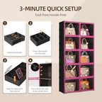 Purse Organizer for Closet, Handbag Storage, Black 5-Tier 10-Cubby - Image 5