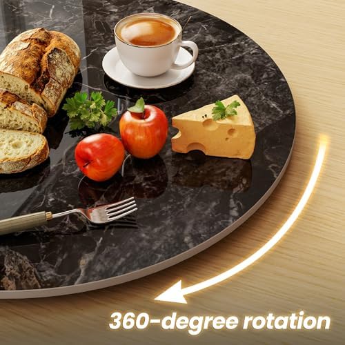 ZL ZELing 23.6" Lazy Susan Turntable – 360° Sinteredstone Silent Anti-Slip Turntable, Table Top Centerpiece for Kitchen, Pantry, Spice Rack, Refrigerator & Dining Table, Glossy Black - Image 2