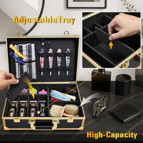 Yueieoun Barber Accessory Case with Mirror Barbers Briefcase Tool Case - Image 4