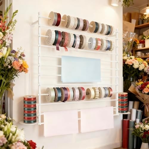 12 Layers Wall Ribbon Organizer Holder Wrapping Paper Thread Scarf Tie Rack - Image 5