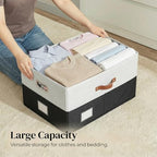 PRANDOM Storage Bins with Lids [3-Pack] Linen Fabric Foldable Storage Boxes Organizer Containers Baskets Cube with Cover for Bedroom Closet Office Grey&Black (23.4X15.9X11.4) - Image 4