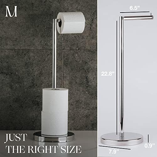 Marmolux Acc - Free Standing Toilet Paper Holder Stand with Storage for 4 Rolls of Toilet Tissue for Bathroom, Stainless Steel Bathroom Organizer - Toilet Paper Storage - Polished Chrome 1pc - Image 2