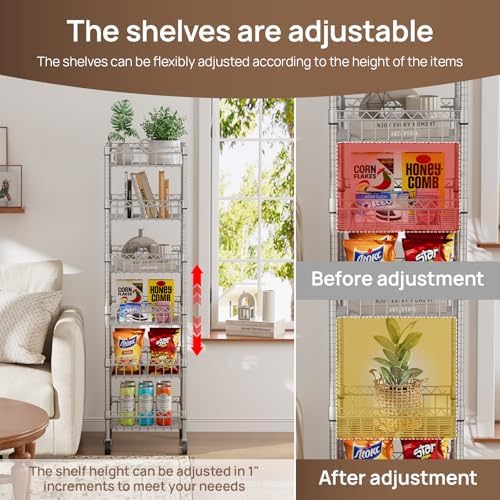 Golpart Basket Shelves Closet Rack with Wheels Metal Pantry Wire Shelf Unit - Image 4