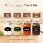 ComSaf Square Small 8 oz Glass Spice Jars with Airtight Lids 12 Pack Pantry - Image 3