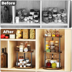 LAMU 10'' Wood Lazy Susan Turntable Organizer for Cabinet, 3 Tier Lazy Susan Spice Rack Organizer for Kitchen, Wood Turntable for Table Top, Countertop, Pantry, Bathroom - Image 4
