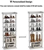 HOMEFORT 7-Tier Wood Shoe Rack, Double Rows 7-Tier Shoe Shelf, Shoe Storage Stand, Entryway Shoe Tower, Vertical Shoe Organizer Perfect for Narrow Closet, Entryway, Hallway, Bedroom in White - Image 5