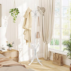 Tangkula Coat Rack with Umbrella Holder, 73 Inch Freestanding Coat Hanger Stand with 12 Hooks, Wooden Entryway Coat Tree for Clothes, Bags, Hats, Scarves, Living Room, Bedroom, Hallway (White) - Image 3