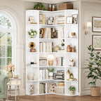 FOTOSOK 72" Tall Corner Bookshelf, 6-Tier Bookshelf and Bookcase, White by FOTOSOK