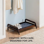 Anji Mountain Heavy Duty Waterproof Wooden Shoe Storage Mat Organizer/Boot Storage Tray Multi Use for Entryway with Coir, Blue and Ivory Insert, 1 Tier, Fits 2 Pair (26.5" Wide) - Image 5