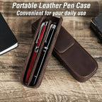 Top Grain Genuine Leather 2 Pen/Pencil Tray Case Holder, Vintage Design No Trademark, Handmade, Magnetic Closing with Drawer Design, Gift Choice for Man/Woman/Office, Matte Coffee, 2 Slots - Image 4