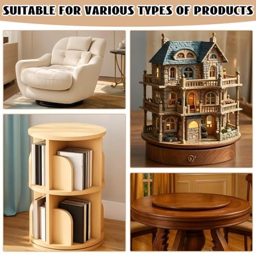 Lounsweer Lazy Susan Hardware Aluminum Alloy Turntable Bearing Large Mute Heavy Duty Swivel Plate 620 Lbs Load Lazy Susan Base Kit Rotating Ring for Dining Tabletop Corner Storage(Commercial Mute 24) - Image 6