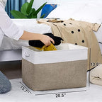 TheWarmHome Organization Basket - 20x16x14 inch Jumbo 3 Pack Collapsible Storage Bins for Shelves, Fabric Storage Cubes for Closet Organizer Gift Toy (White & Khaki) - Image 3