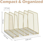 5-Section Vertical File Organizer for Desk, Gold - Image 2