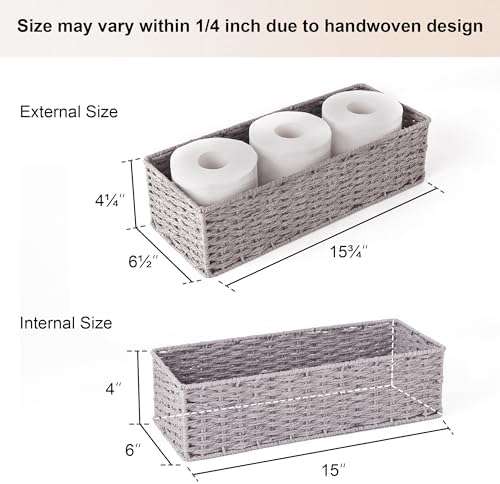 StorageWorks Bathroom Basket Organizer, Wicker Toilet Paper Basket, Gray - Image 6
