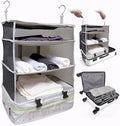 Grand Fusion Stow-N-Go Hanging Travel Shelves, Packing Organizer for Luggage. Carry on Closet for Suitcase. Expandable Packing Cube. Travel Essentials. (Light Gray - XL, XL = (L) 17.7" x (W) 11.8") by GrandFusion