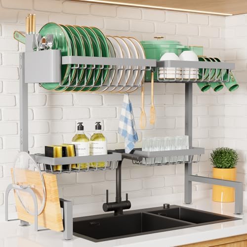 Kitsure Adjustable Over The Sink Dish Drying Rack, 26.8" -33.9"x21.5" by Kitsure