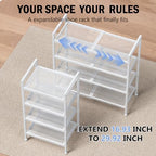 Expandable Shoe Rack for Closet, Entryway, Shoe Storage, 4-Tier, White - Image 4