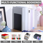 Beeveer 6 Pairs Metal Bookends for Shelves Office Library, Black - Image 6