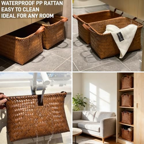 GIB Wicker Woven Storage Baskets for Organizing Blankets Laundry Shelves - Image 5
