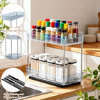 DABIGE 3 Pack Pull Out Spice Rack Organizer for Cabinet, 2 Tier Slide Out Spice Racks Organizer, Spice Cabinet Organizers, Cabinet Size Need:12'' High x 11'' Deep x 5'' Wide, Clear Acrylic - Image 7