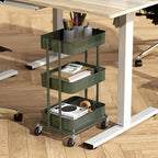 Simple Houseware 3-Tier Utility Cart, Low 24" Height Fits Under Desk, Green - Image 2